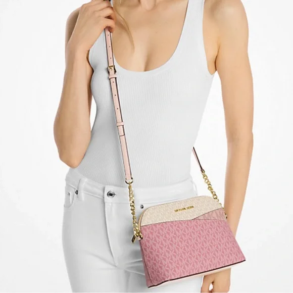 🌷 Michael Kors Jet Set Travel Medium Color-Block Signature Logo Crossbody Bag 🌷 - Picture 11 of 16